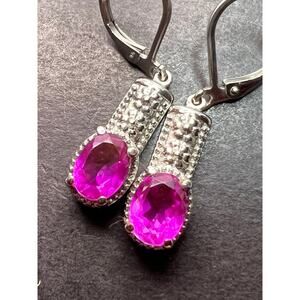 NEW Orchid quartz dangle lever back earrings in stainless steel